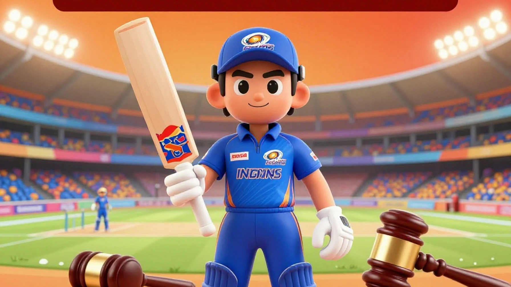 3D cartoon of Mumbai Indians cricket star with bat and ball after record IPL 2026 signing