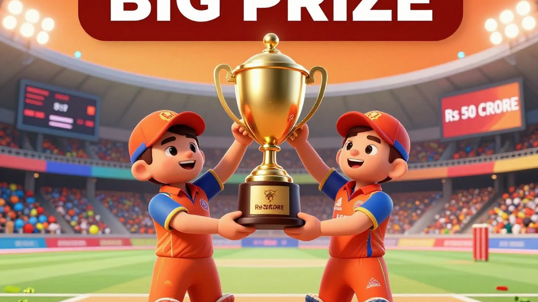 3D cartoon of cricket players celebrating new Sri Lanka domestic league with Rs 50 crore prize money