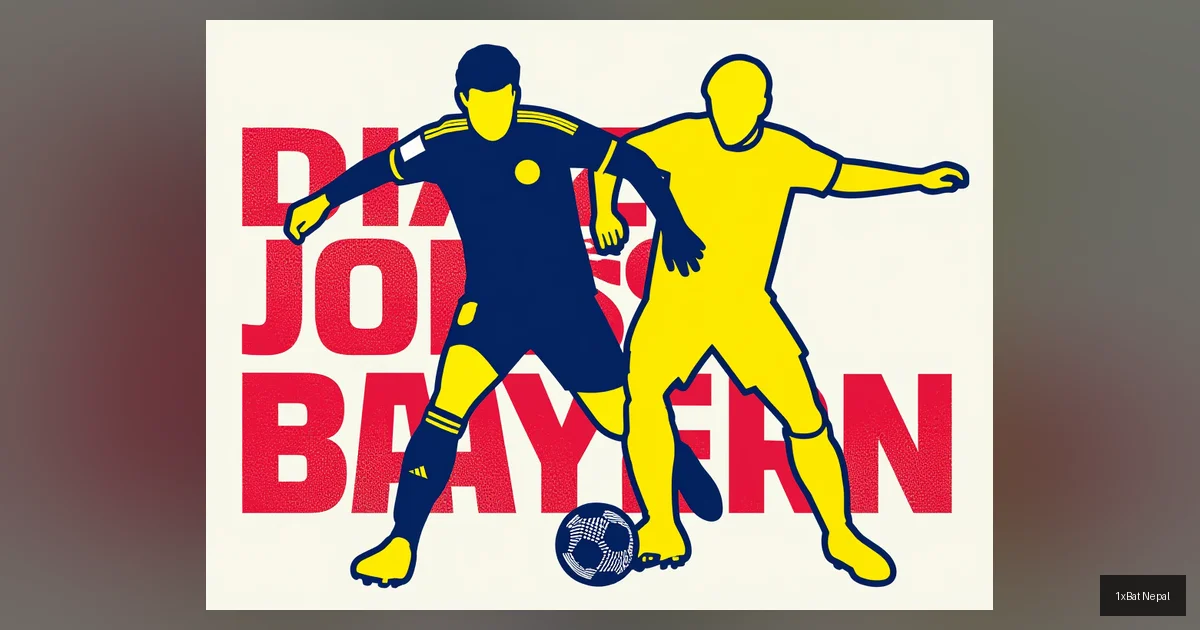 Flat vector art poster of Luis Diaz in Bayern Munich kit dribbling, with bold text 'DIAZ JOINS BAYERN' for the $86.7m transfer from Liverpool.