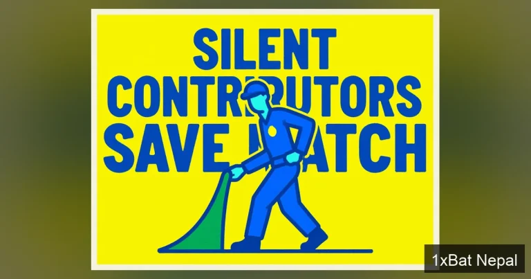 Flat vector illustration of a cricket ground staff member pulling a cover over a pitch during rain, with bold text 'Silent Contributors Save Match' in the background, representing BCCI recognition of IPL ground team efforts.