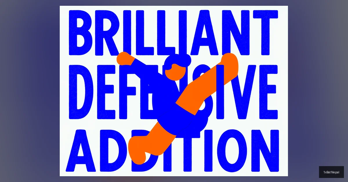 Screen-printed vector art poster of Tottenham defender Micky van de Ven in a slide tackle pose with bold text 'Brilliant Defensive Addition' - illustrating Joe Cole's endorsement for Chelsea transfer to fix defensive woes.