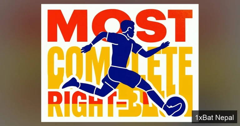 Daniel Muñoz Crystal Palace right-back sprinting with ball in flat vector art poster style with text 'MOST COMPLETE RIGHT-BACK' and colors navy blue, crimson red, gold yellow.