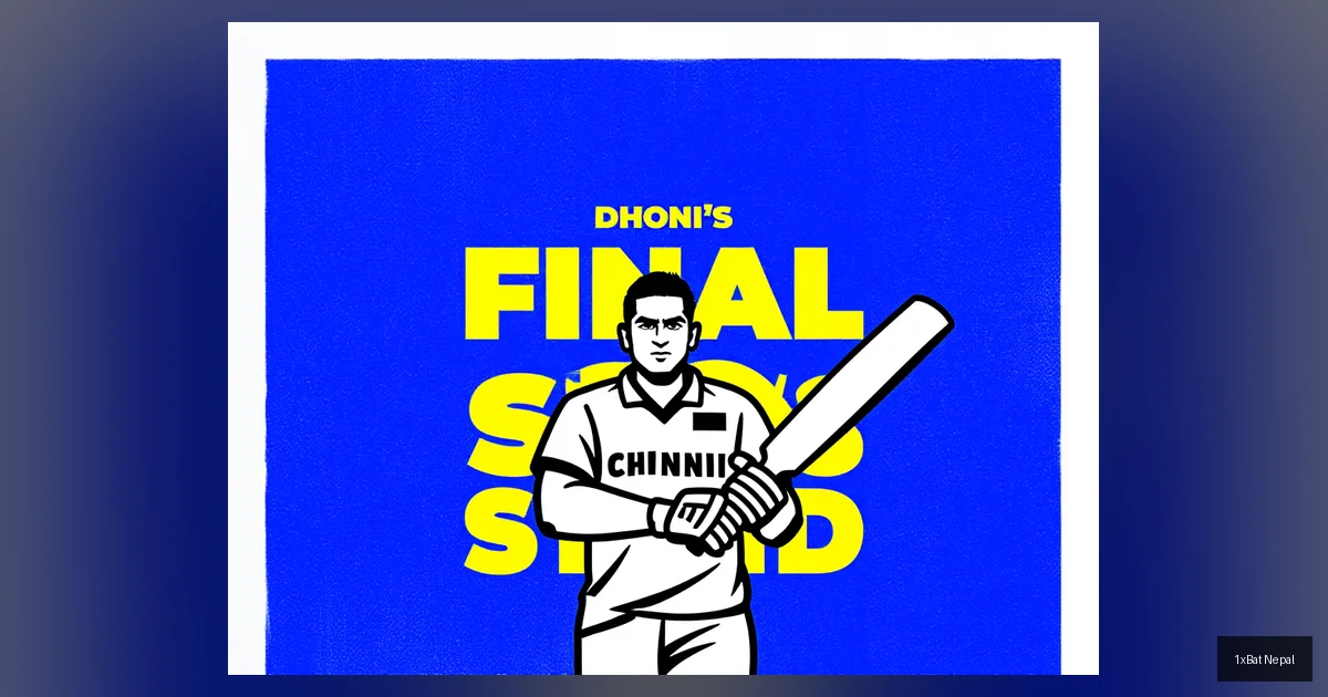 A bold, minimalist screen-printed poster of MS Dhoni in Chennai Super Kings colors with the text 'DHONI'S FINAL STAND', representing potential IPL 2026 retirement rumors and legacy.