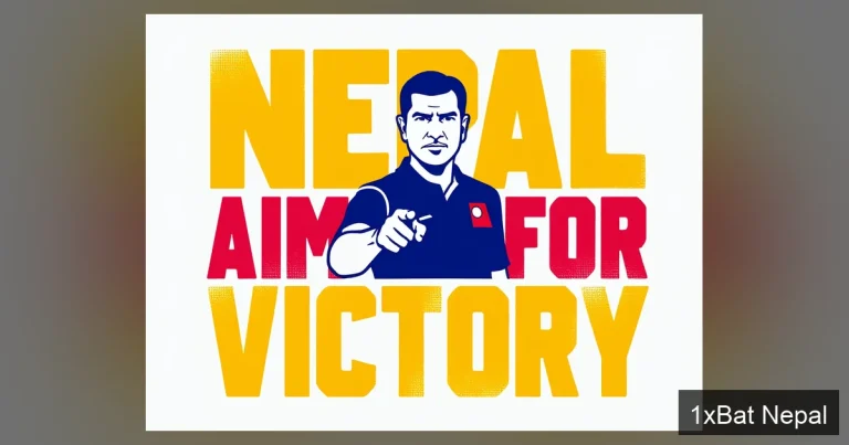 Flat vector art poster of Nepal football coach Guglielmo Arena pointing forward with determined expression, with bold text reading NEPAL AIMS FOR VICTORY, in navy blue, crimson red, and gold yellow colors with halftone texture.