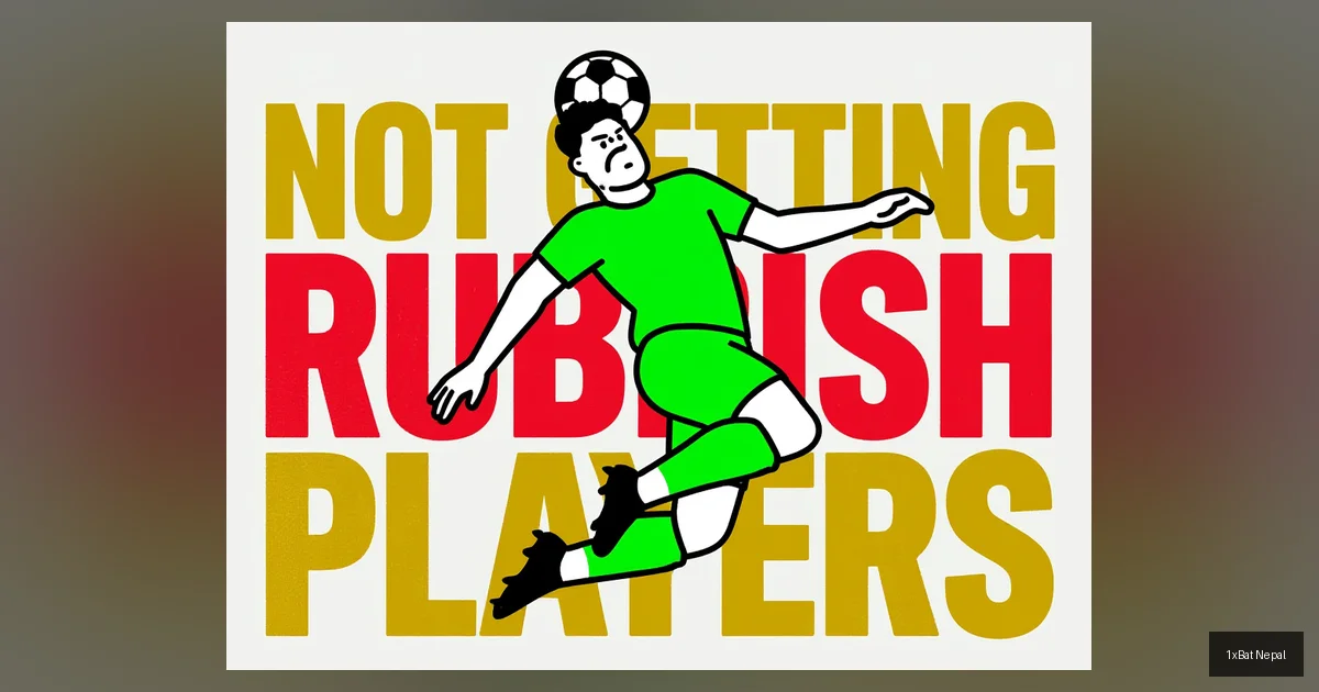 A bold screen-printed poster of a Nottingham Forest footballer heading a ball, with large text 'NOT GETTING RUBBISH PLAYERS' highlighting the club's transfer dilemma in flat vector art style.