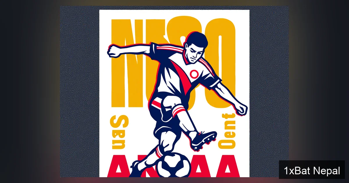 Flat vector art poster of a Nepal football player kicking a ball with bold NSC Suspends ANFA text, illustrating the National Sports Council's suspension of the football association in minimalist screen-print style.