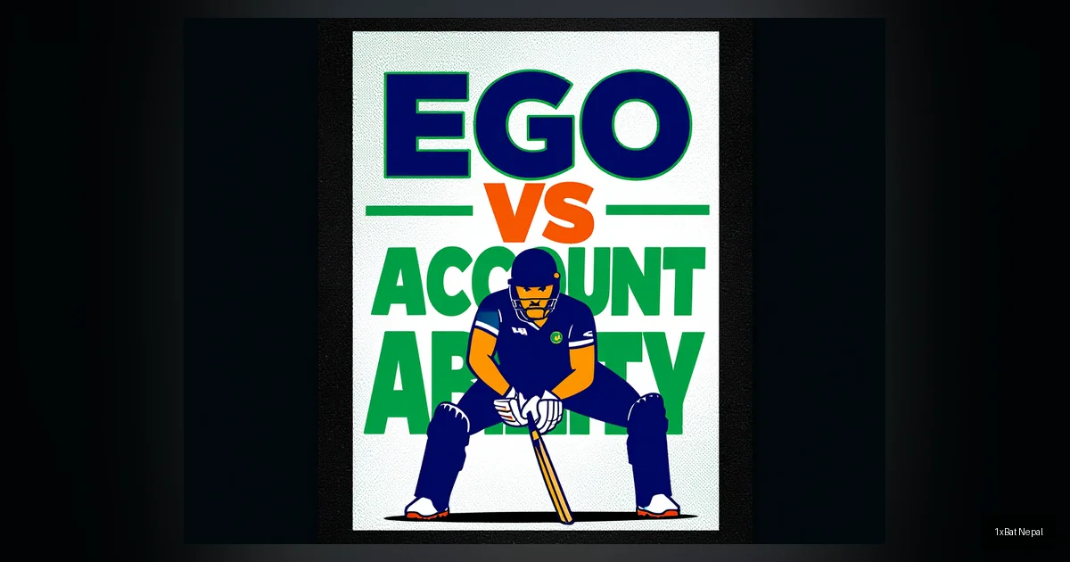Screen-printed vector art poster of a Pakistani cricketer in batting stance with bold text 'EGO VS ACCOUNTABILITY' highlighting the crisis in Pakistan cricket, featuring flat colors and halftone texture.