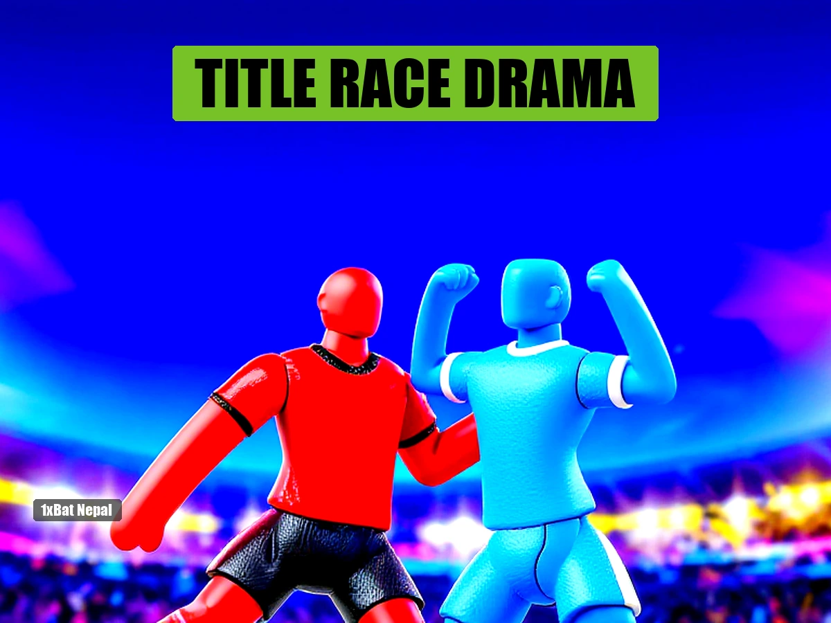 Arsenal vs Manchester City Premier League clash featuring faceless red Arsenal player and blue Manchester City player celebrating goal in vibrant stadium atmosphere