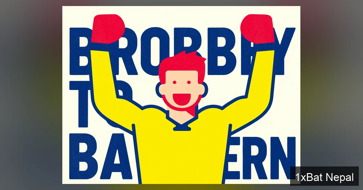 Brian Brobbey Bayern Munich transfer graphic: Flat vector art of Ajax striker celebrating with bold BROBBEY TO BAYERN text in screen-printed poster style.