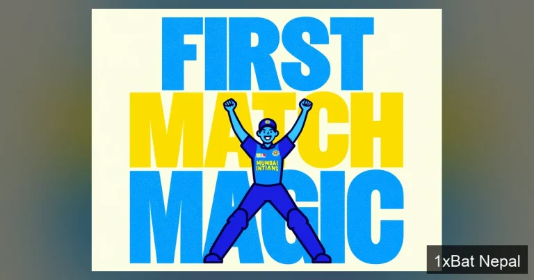 Flat vector art poster of a young Mumbai Indians fan cheering, with bold 'FIRST MATCH MAGIC' text, celebrating Cadbury's Khaas Seat initiative for first-time IPL experiences.
