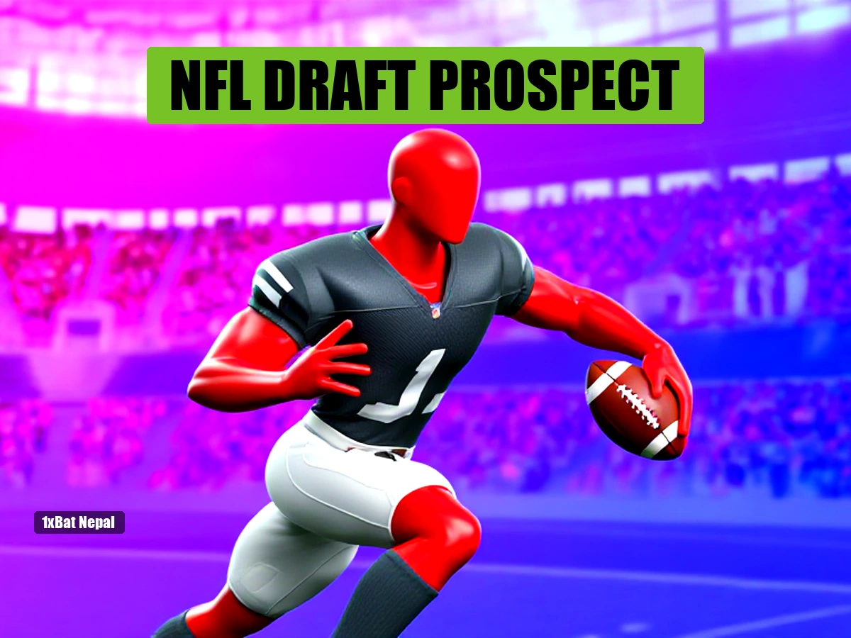 Faceless red-skinned NFL cornerback prospect in defensive stance against vibrant stadium background, representing Colton Hood draft analysis