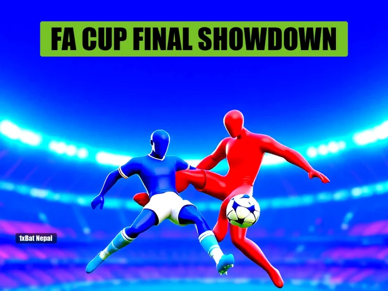 Faceless red-skinned Chelsea player sliding to block a shot from faceless blue-skinned Manchester City player at Wembley Stadium FA Cup Final 2026