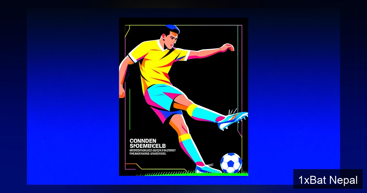 Dynamic football player in mid-strike action during Carabao Cup match, cel-shaded illustration with dramatic lighting on dark gradient background