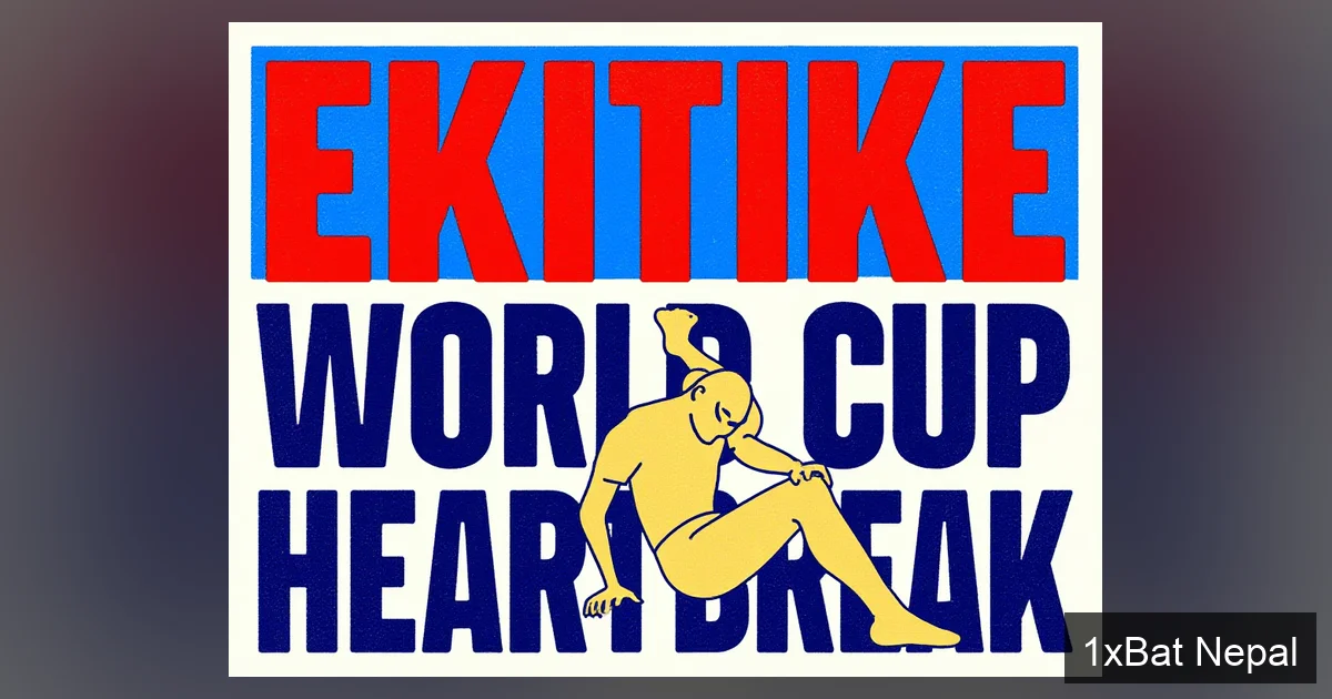 Screen-printed vector art poster of Liverpool and France forward Hugo Ekitike suffering an Achilles injury. Stylized graphic shows him falling in pain with bold text 'EKITIKE WORLD CUP HEARTBREAK' behind him, illustrating his World Cup 2026 dream shattered by rupture.