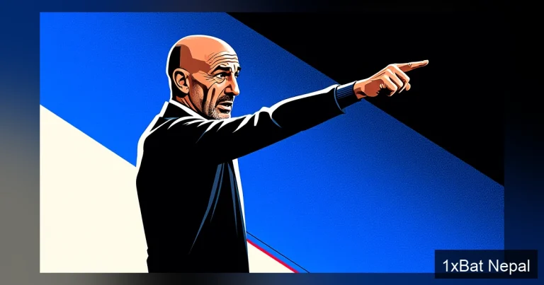 Cinematic illustration of new Juventus manager Luciano Spalletti in a commanding pose on the touchline, cel-shaded style with dramatic lighting against a dark gradient background.