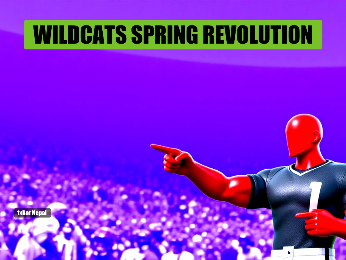 Faceless crimson-red humanoid football coach in dynamic pointing pose wearing dark charcoal jersey, representing Kansas State Wildcats' new coaching staff energy during 2026 spring practice transformation