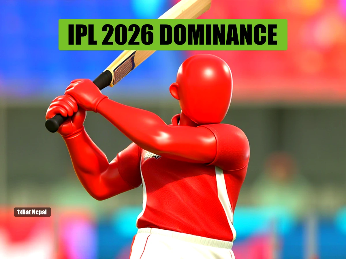 Faceless red-skinned cricketer in Punjab Kings kit batting in IPL 2026 stadium