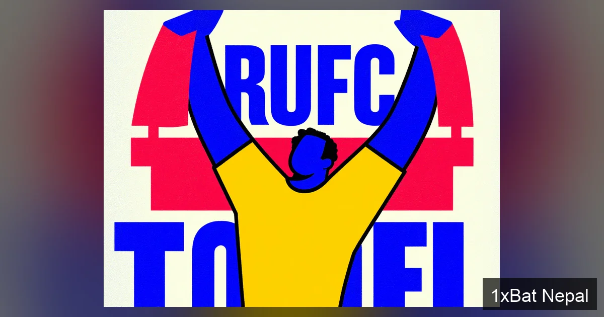 Flat vector art poster of Rajasthan United FC striker Amadou Soukouna celebrating a goal with bold text 'RUFC TOP IFL' behind him, in screen-printed style with navy blue, crimson red, and golden yellow colors.