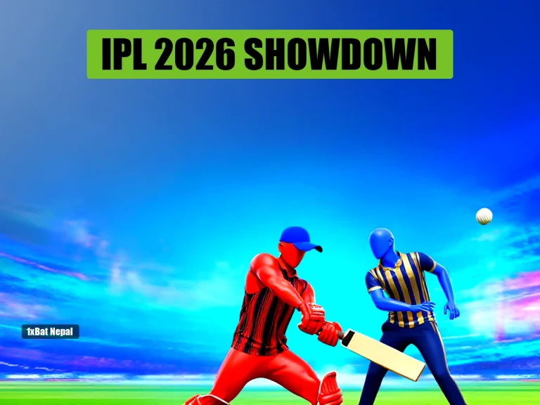 RCB vs GT IPL 2026 match preview featuring faceless red-skinned cricketer in RCB kit batting against blue-skinned GT fielder at Chinnaswamy Stadium
