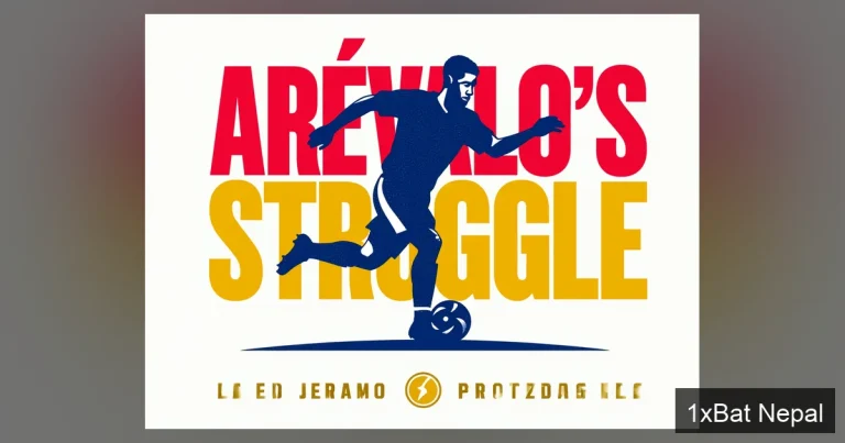 Flat vector art poster of Stuttgart's Jeremy Arévalo dribbling, with bold text 'ARÉVALO'S STRUGGLE' highlighting his Bundesliga adaptation challenges after a €7 million transfer.