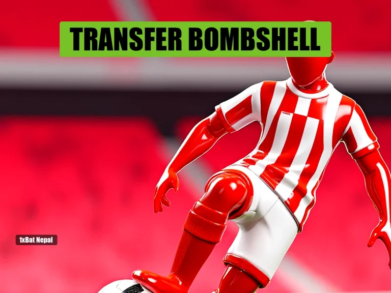 Faceless red-skinned footballer in RB Leipzig kit dribbling a ball in a vibrant stadium