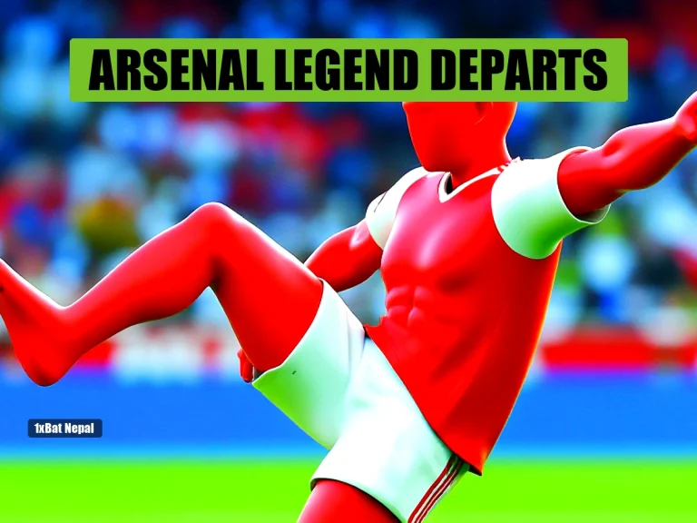 Faceless red-skinned Arsenal women's player in red and white kit kicking a football in a vibrant stadium