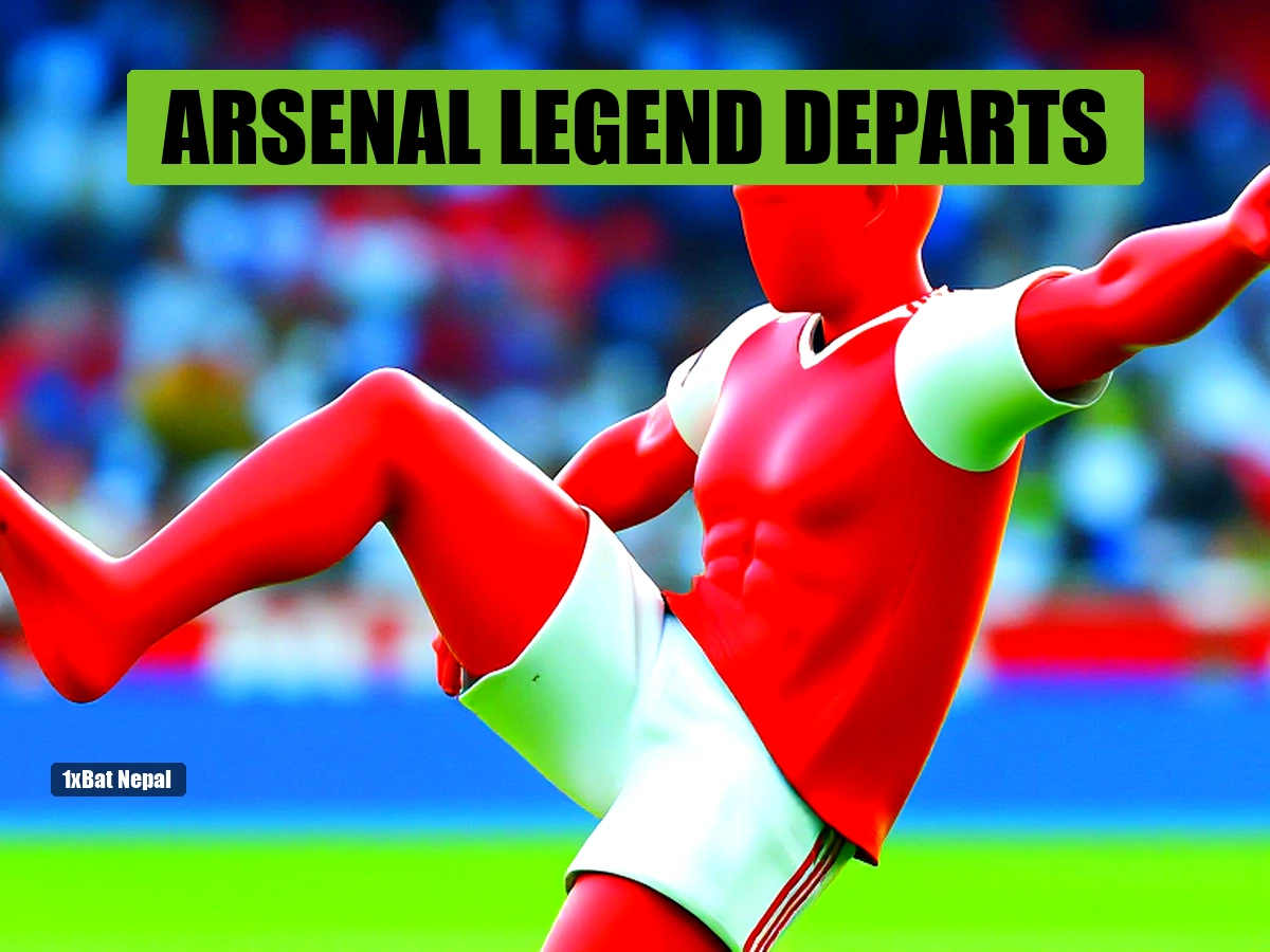 Faceless red-skinned Arsenal women's player in red and white kit kicking a football in a vibrant stadium