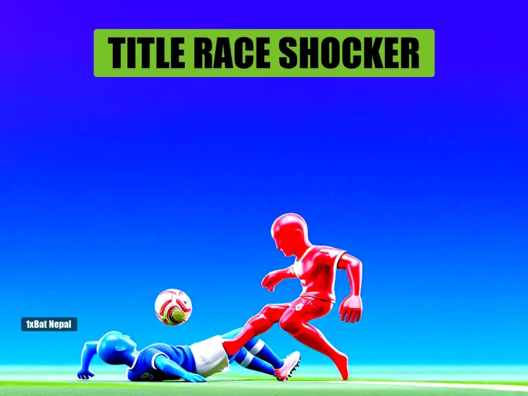 Faceless red-skinned Manchester City player in sky blue kit kicking a football while a faceless blue-skinned Everton player in blue kit dives to block, vibrant stadium background