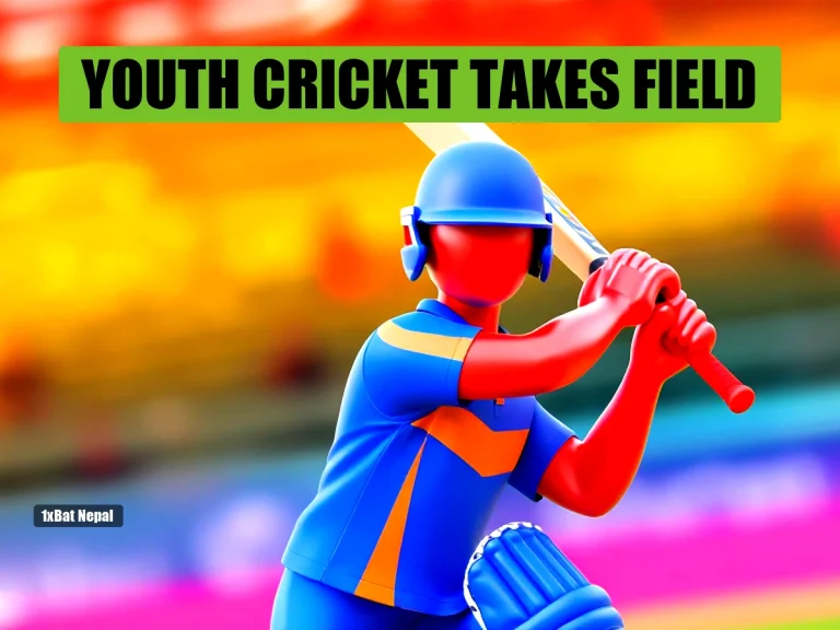 Faceless red-skinned youth cricketer in blue jersey batting at Nesbitt Preserve Park stadium background