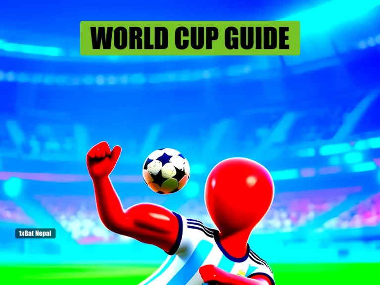 Faceless red-skinned humanoid in Argentina jersey kicking a football in a vibrant stadium, representing the 2026 FIFA World Cup.