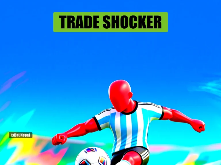 Faceless red-skinned humanoid in Argentina football jersey kicking a ball in a vibrant stadium