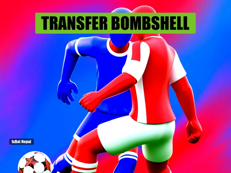 Faceless red-skinned Arsenal player dribbling past faceless blue-skinned Chelsea defender in a vibrant stadium
