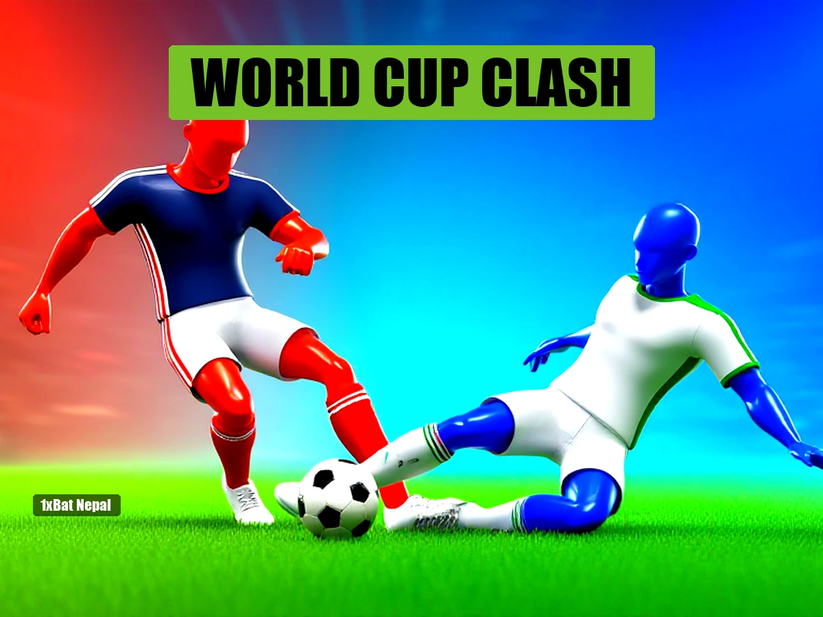 Faceless red-skinned France player striking ball with blue-skinned Iraq player sliding in tackle, World Cup 2026 Group I match preview