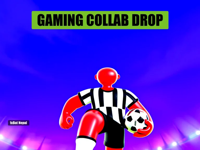 Faceless red-skinned football player in PUMA-style kit holding a special-edition match ball in a vibrant stadium, representing GOALS x PUMA in-game apparel collaboration.