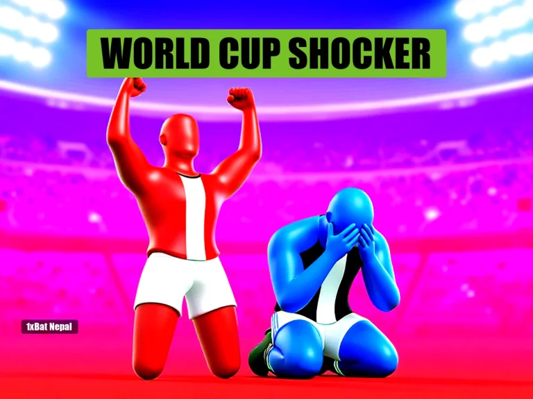 Faceless red-skinned Paraguay player celebrating penalty shootout victory over faceless blue-skinned Germany player in World Cup 2026