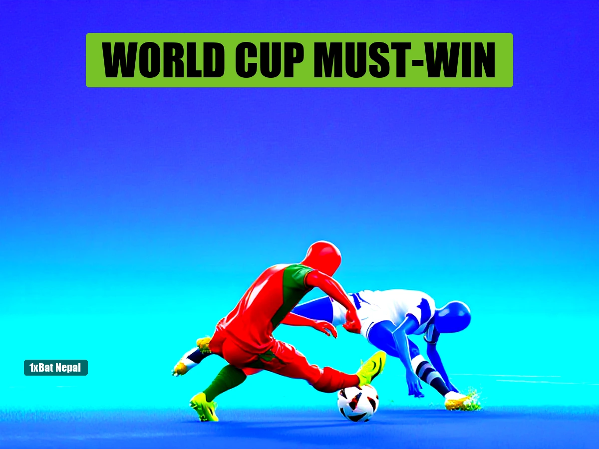 Portugal vs Uzbekistan World Cup 2026 match preview featuring faceless red-skinned Portugal player in red and green kit striking ball and blue-skinned Uzbekistan defender in white and blue kit in stadium