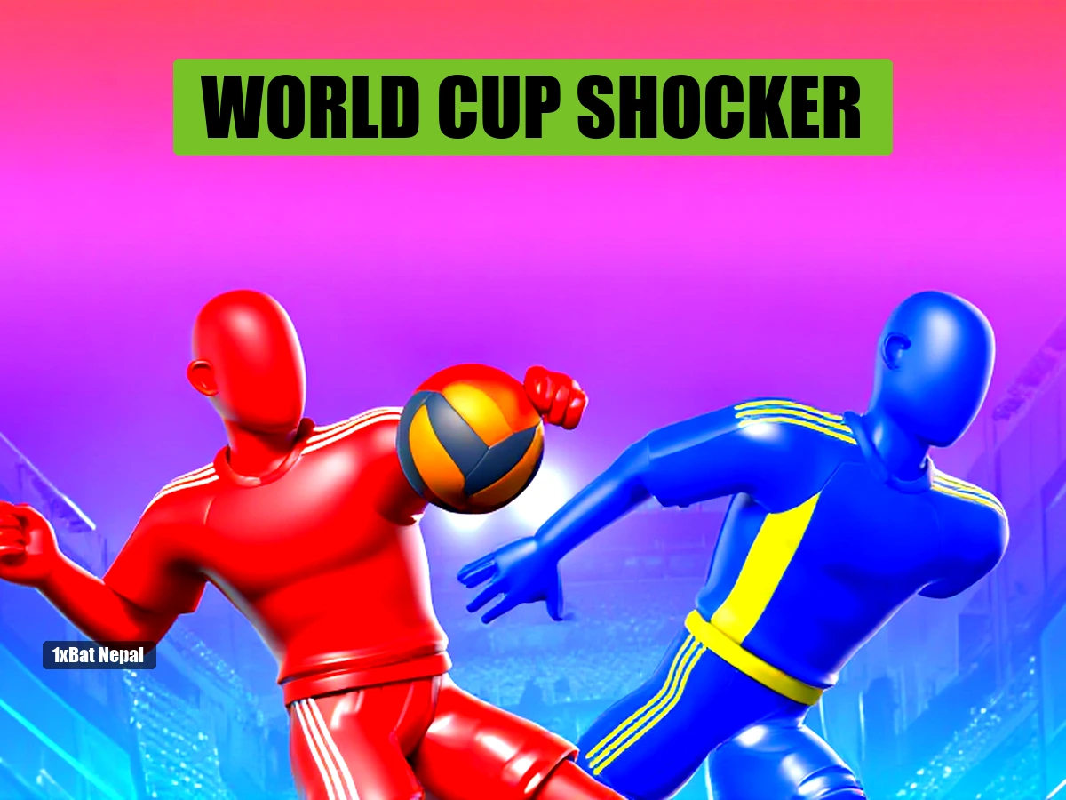 Faceless red-skinned Switzerland player volleying a football against a faceless blue-skinned Bosnia defender in a World Cup 2026 match
