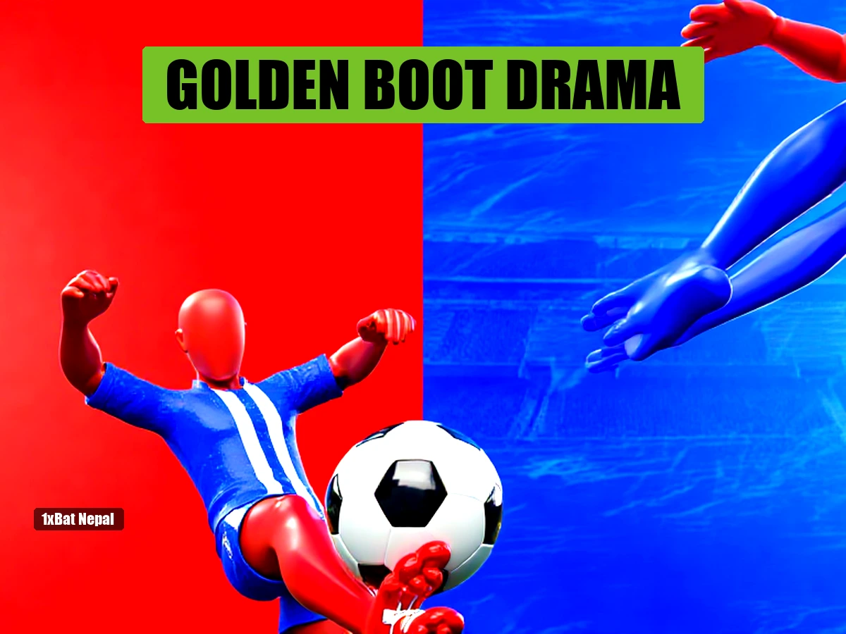 Faceless red-skinned Mbappé figure in France jersey kicking a football with blue-skinned Morocco goalkeeper diving, World Cup 2026 Golden Boot race