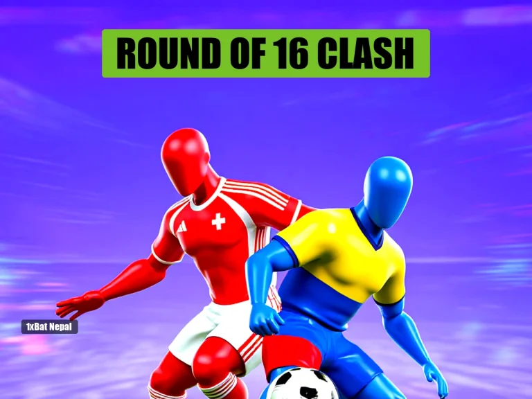 Switzerland vs Colombia World Cup 2026 Round of 16 tactical preview at BC Place Vancouver featuring faceless red and blue humanoid figures in a defensive action scene